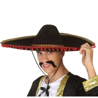 Cappello messicano nero con dettagli colorati