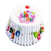 Capsule per cupcake con palloncini di buon compleanno - PME - 30 pz.