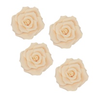 Figure di zucchero a forma di rose avorio 7 cm - Dekora - 6 unità