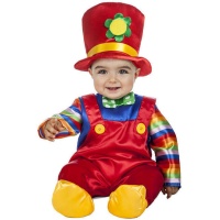 Costume da clown rosso con cappello per bambini