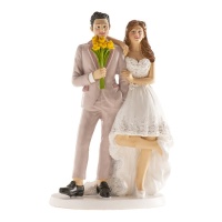 Statuina torta nuziale sposa e sposo in posa divertente da 16 cm