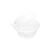 Contenitore in plastica trasparente da 500 ml con coperchio rotondo a cerniera - 3 pz.