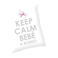 Cuscino bianco BEBÈ A BORDO con fiocco rosa