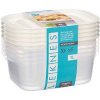 Tupper di 1000 ml in plastica rettangolare - 5 unità
