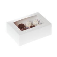 Scatola 12 mini cupcake bianca da 22,9 x 16,5 x 9 cm - House of Marie - 2 unità