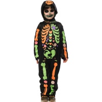 Costume da scheletro con caramelle colorate per bambini