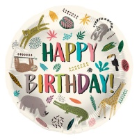 Palloncino Happy Birthday Zoo Party Animali 45 cm