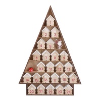 Calendario d'Avvento in abete con casette in legno da 45 x 4 x 32 cm