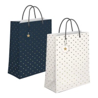 Borsa regalo 45 x 33 x 10 cm con stelle dorate - 1 pezzo