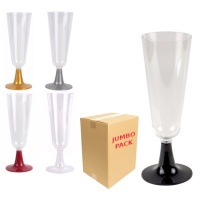 Bicchiere di plastica da 150 ml con stelo da champagne colorato - 168 unità