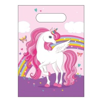 Sacchetti rosa unicorno - 6 unità