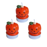Confezione candeline zucca di Halloween da 5 cm - 3 unità