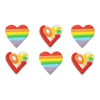 Figure di zucchero amore e arcobaleno 4 cm - Decorare - 6 unità