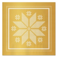 Tovaglioli natalizi ricamati in oro 12,5 x 12,5 cm - 30 pezzi