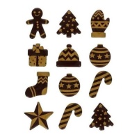 Figure di cioccolato belga natalizie dorate - 12 pezzi