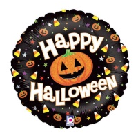 Palloncino rotondo zucca Happy Halloween da 46 cm - Grabo