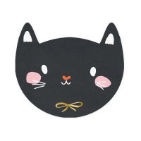 Tovaglioli gatto nero 15 x 13 cm - PartyDeco - 20 pezzi.