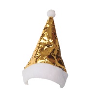 Cappello da Babbo Natale con paillettes dorate - 62 cm