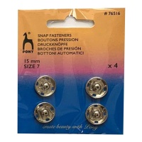 Bottoni a pressione nichelati da 1,5 cm - Pony - 4 paia