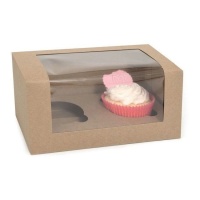 Scatola 2 cupcake kraft 18,5 x 9,5 x 9 cm - House of Marie - 3 unità