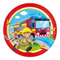Piatti dei pompieri in azione 23 cm - 8 pezzi.