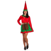 Costume da elfo verde e rosso per donna
