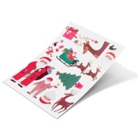 Adesivi Babbo Natale e slitta 21 x 29 cm - 1 foglio