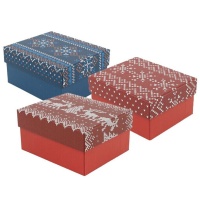 Scatola Natalizia stampata di 12 x 10 x 6 cm assortita - 1 unità