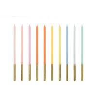 Candele colorate allungate da 14 cm - 10 unità