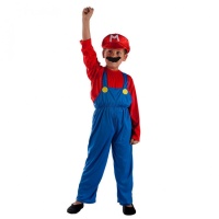 Costume da super idraulico rosso e blu per ragazzi