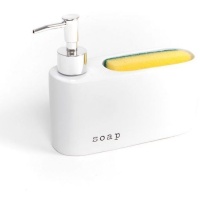 Dispenser sapone bianco con spugna da 15,5 x 6,5 x 17,5 cm - DCasa