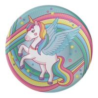 Piatti magici Unicorno 23 cm - 8 pezzi.