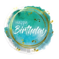 Palloncino Happy Birthday acquamarina 45 cm - Folat