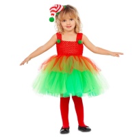 Costume da elfo di Natale con tutù da bambina