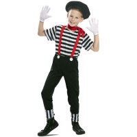 Costume da mimo con bretelle rosse per bambini