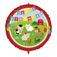 Palloncino Happy Birthday Farm Animals 46 cm