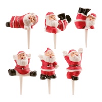 Toppers di Babbo Natale in varie pose da 6 cm - Dekora - 72 pezzi