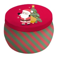 Scatola di metallo rotonda rossa di Babbo Natale - 1 unità
