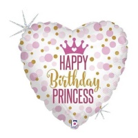 Palloncino cuore Happy Birthday principessa da 46 cm - Grabo