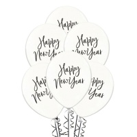 Palloncini Capodanno in lattice trasparenti da 30 cm - PartyDeco - 6 unità