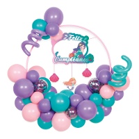Kit di palloncini a tema sirena con cerchio e cartello - 36 pezzi