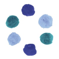 Pon pon in acrilico con tubo in 3 tonalità di blu 2,5 cm - Innspiro - 50 pz.