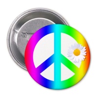 Distintivo hippie con margherita multicolore