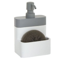 Dispenser sapone bianco con spugna da 8,6 x 11,8 x 18,3 cm - DCasa