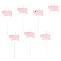 Candele mini figurine Piggy - 8 pezzi.