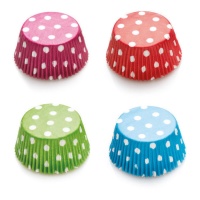 Pirottini cupcake colorati con pois bianchi - Decora - 75 unità