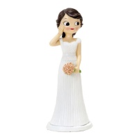 Figura per torta della sposa con mano sulla guancia 21 cm