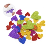 Cuori adesivi di gomma eva con glitter