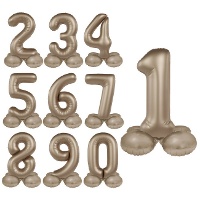 Palloncino a numero in oro opaco vecchio con base da 72 cm - 1 unità