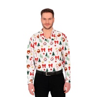 Camicia bianca di Natale con ornamenti